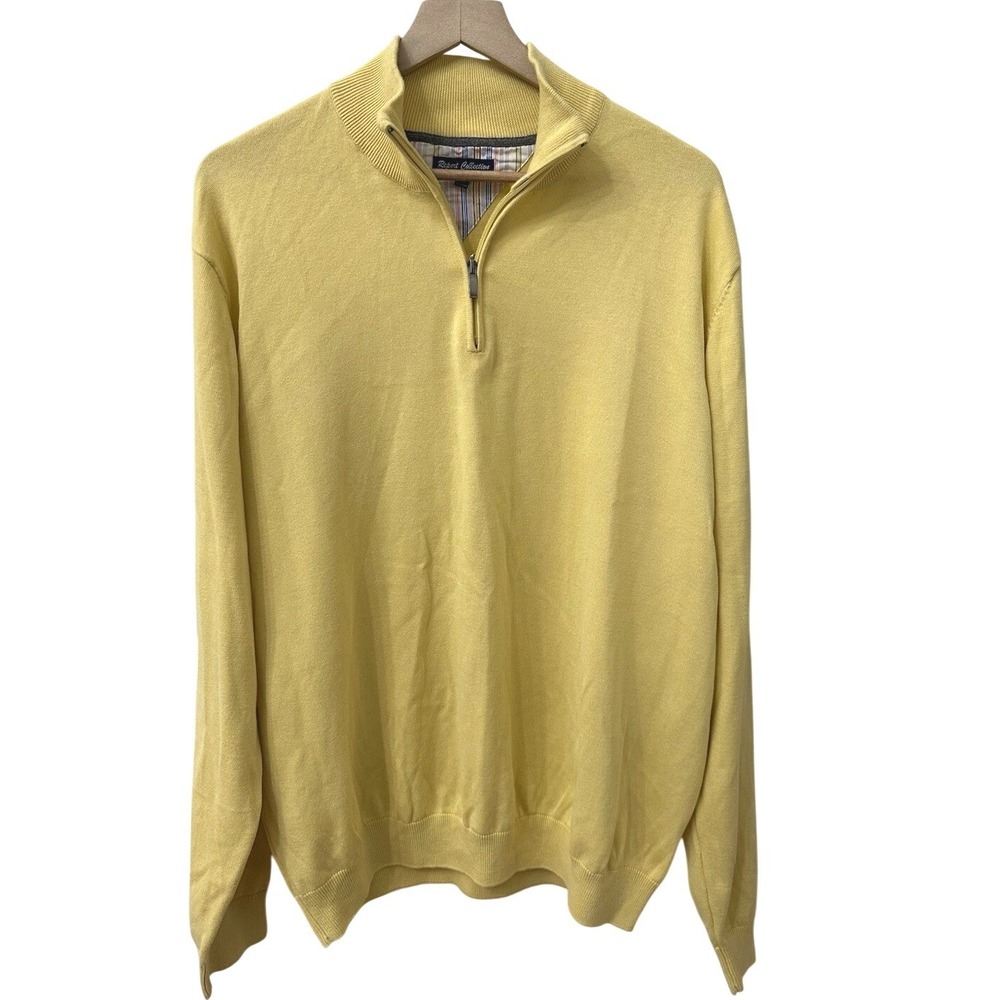 Report Collection Quarter Zip Sweater‎ XXL Yellow 100% Cotton Mock Neck 211334ST